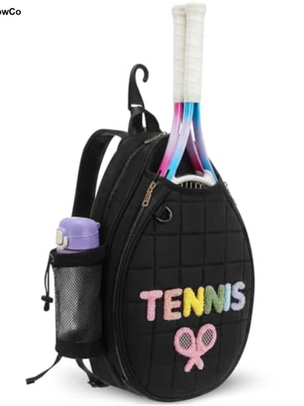 Large Water-Resistant Crossbody Tennis Racket Bag for Women - Fits 2 Rackets,